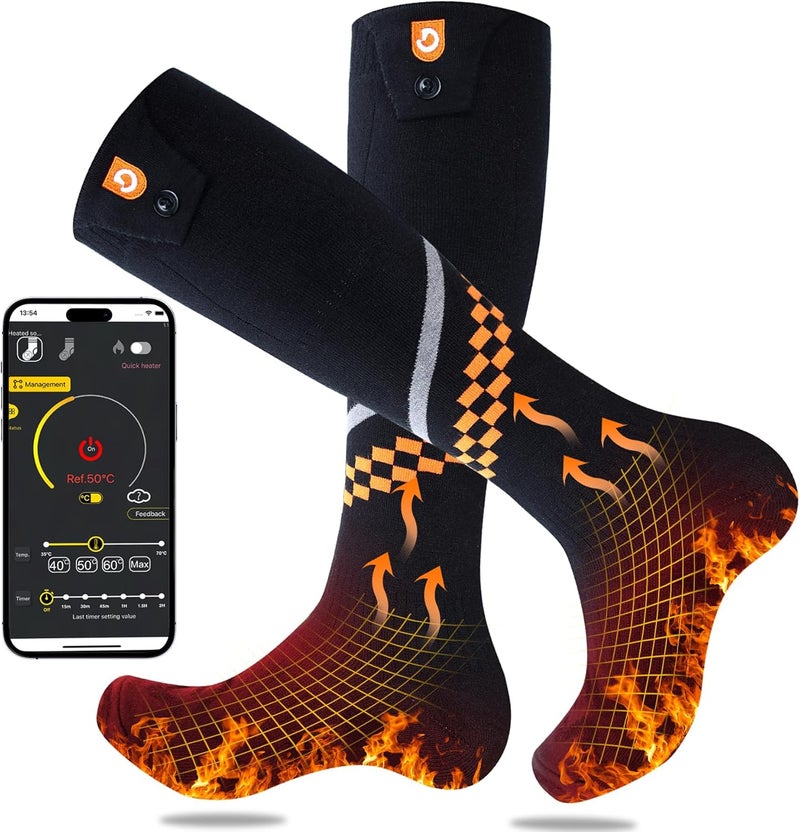 GIOIGOO Rechargeable Heated Socks for Men Women 6000mAh APP Control for Winter Outdoor Working Hiking Skating Camping Hunting - Image 1